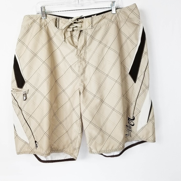 Quiksilver Other - Quicksilver Tan Mix Board shorts Embroidered 40